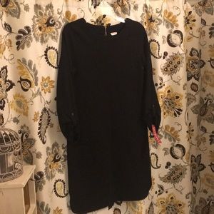 Little black 3/4 sleeve shift dress.